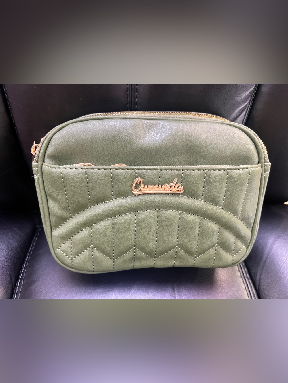 Olive Green Quilted Crossbody Bag